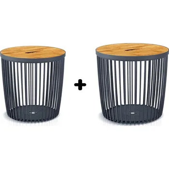 Úložný box Set 2 univerzálních košů s bambusovým víkem, 25 + 35 l, přírodní dřevo / antracit