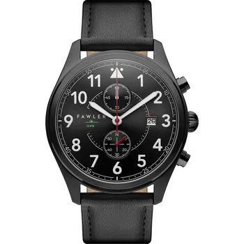 Hodinky Fraser | Černé pilotní hodinky s chronografem - Fawler