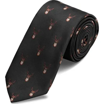 Kravata Černá vánoční kravata se soby - Trendhim