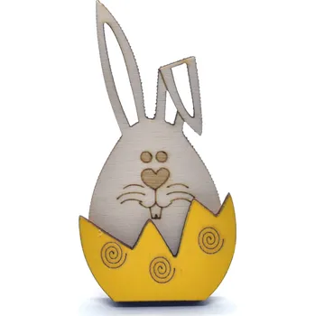 Velikonoční dekorace Pehucraft Dřevěný velikonoční zajíček zalomené ucho Barva: Žlutá