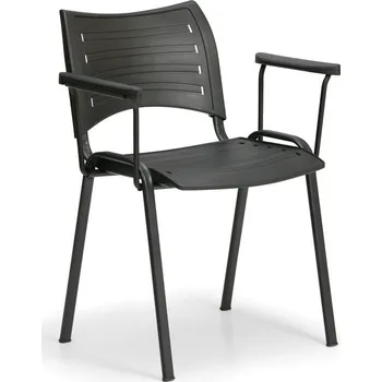 Jednací židle Plastová židle SMART - černé nohy s područkami, černá