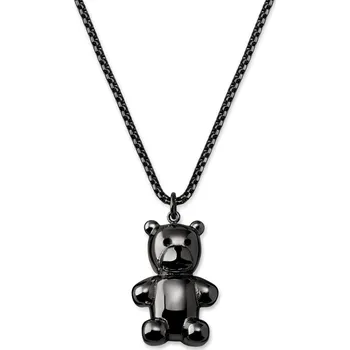 Náhrdelník Egan | Náhrdelník s medvídkem a kostičkovaným řetízkem z nerezové oceli v černé barvě gunmetal - Otsu