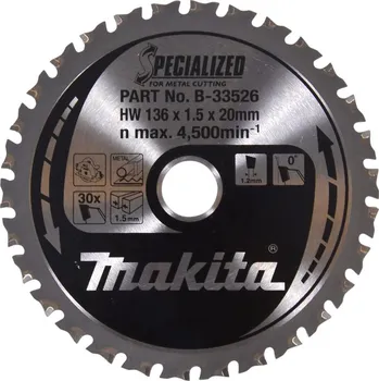 Příslušenství k nářadí Pilový kotouč na dřevo Makita B-33526 SPECIALIZED - 136x1.5x20mm, 30 zubů