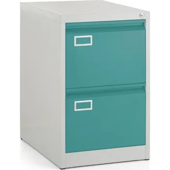 Kartotéka Kovová kartotéka A4 - 2 zásuvky, 45,5 x 62 x 71,5 cm, cylindrický zámek, zelená - ral 6033