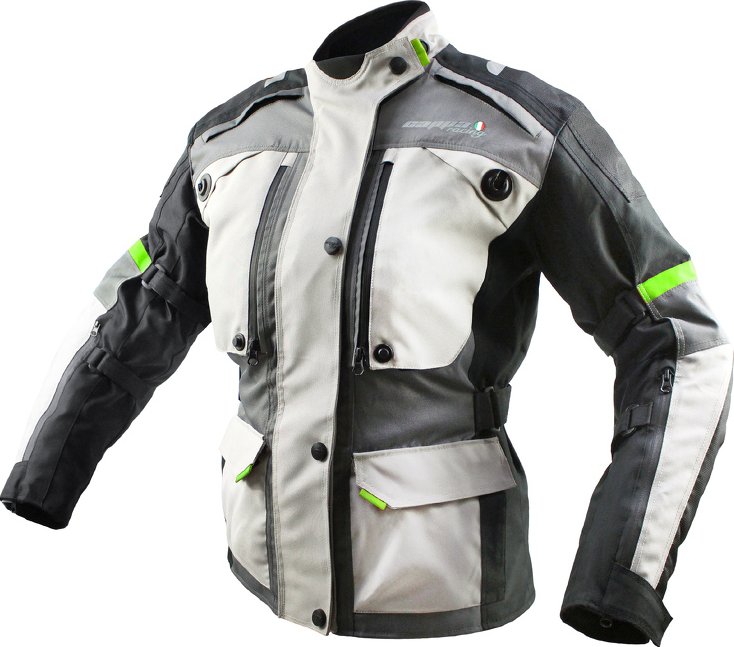 Bunda moto dámská FIORANO textilní šedá / bílá XL