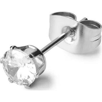 Náušnice 4 mm Kulatá náušnice se zirkonem stříbrné barvy - Lucleon