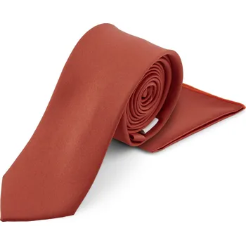 Kravata Terakotová sada kravaty a kapesníčku do saka - Trendhim