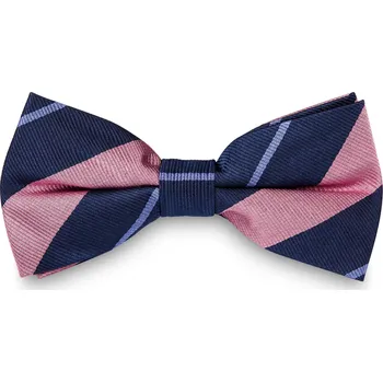 Navy hedvábný motýlek s růžovými a pastelově modrými proužky - Trendhim