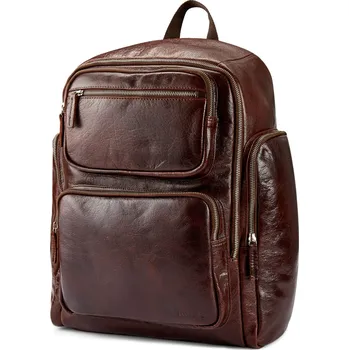 Městský batoh Hnědý kožený batoh California - Lucleon