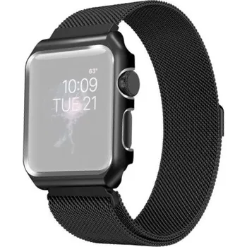 Řemínek na hodinky Kovové pouzdro s řemínkem milánský tah pro Apple Watch 42mm - černé