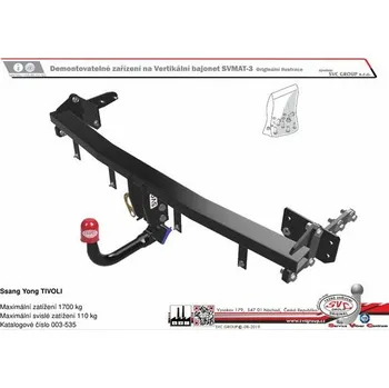 Tažné zařízení Tažné zařízení Ssang Yong TIVOLI 06/2015->08/2019 SV 003-535, SVC GROUP