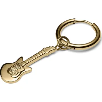 Náušnice Ocelová náušnice kroužek zlaté barvy s kytarou - Lucleon
