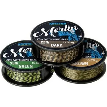 Pletená šňůrka Kryston Merlin fast sinking braid 20m/25lb/11,33kg - BROWN