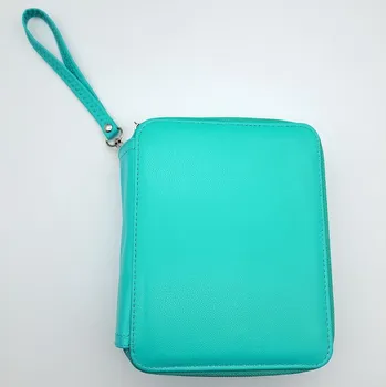 Kresba Pouzdro na pastelky - 72 ks koženkové třípatrové tyrkysové