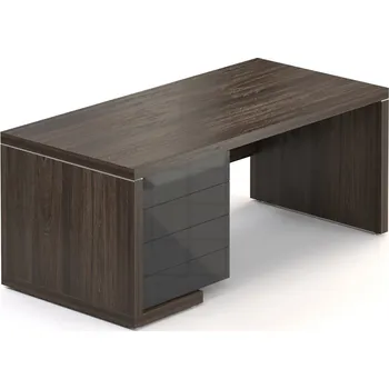 Jídelní stůl Stůl Lineart 180 x 85 cm + levý kontejner, jilm tmavý / antracit