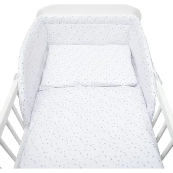 Povlečení 3-dílné ložní povlečení New Baby 90/120 cm bílé šedé hvězdičky
