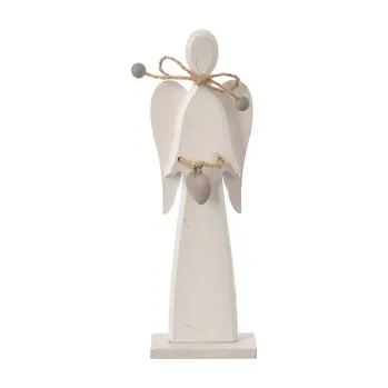 Vánoční dekorace Anděl dřevo bílý 6x3x17 cm