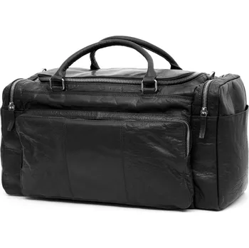 Cestovní taška Montreal černá kožená cestovní taška - Lucleon