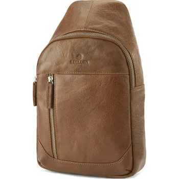 Městský batoh California mini světle hnědý kožený batoh Sling Bag - Lucleon