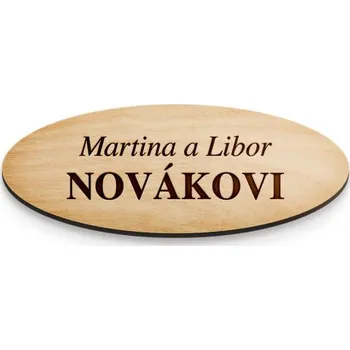 Dřevia Dřevěná jmenovka na dveře, oválná - 10x4 cm Písmo: Times (patkové písmo)