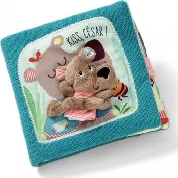 plyšák Lilliputiens - textilní knížka s prstovou loutkou - medvídek César