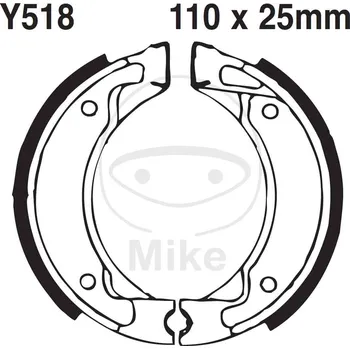 Brzda pro motocykl Sada brzdových čelistí EBC Y518G drážkovaný včetně pružin YAMAHA PW 80 1983-1991
