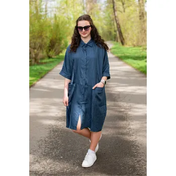 Dámské šaty Košilová šatovka 8270 Y.See barva: modrá, velikost: Univerzální-jedna velikost