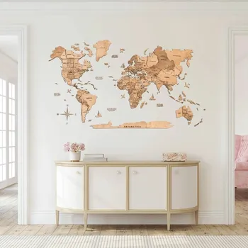 Enjoy the Wood 3D nástěnná dřevěná mapa World Map Light Prime M