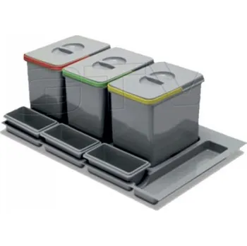 Odpadkový koš Koš odpadkový REJS PRAKTIKO 90/30/3 do zásuvky 3x15l v.300mm šedý