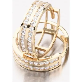 Náušnice Dámské náušnice žluté zlato 585 zirkon kruhy se 15 mm PKL12-020