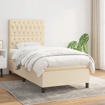 Ložnice vidaXL Box spring postel s matrací 90x190 cm textil [3141982] Barva: krémová
