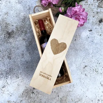 Dřevia Dřevěná krabička na víno - Pro milovanou Dřevitá výplň ZDARMA