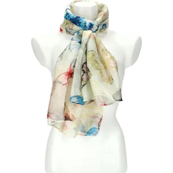 Dámský letní barevný šátek v motivu motýlů 173x71 cm žlutá