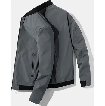 Pánská softshellová bunda Pánská ležérní bomber bunda s elastickými lemy - Šedá M Barva: Šedá, Velikost: XL