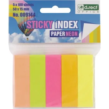 Blok d.rect - záložky samolepicí 50 x 15 mm, neon 5 x 100 ks