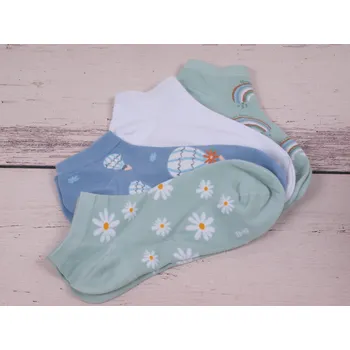 Dámské ponožky CNB BERLIN SADA 4 PÁRY ponožky DE 36341C mátové s kvítky sv. modré balony mátové s duhou blílé 4ks velikosti ponožek: 23-25 (EUR vel. 35-38)