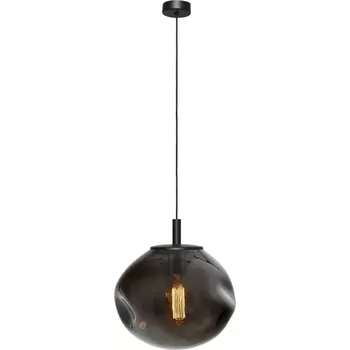 Kaspa 11154108 AVIA BLACK M - Závěsné černé svítidlo s nepravidelným průhledným stínidlem v grafitové barvě, 1 x E27, Ø 30cm (Závěsné svítidlo 1 x E27, se skleněným stínidlem)