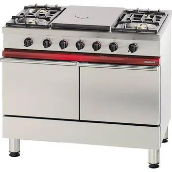 Sporák Société Industrielle de Lacanche SPORÁK PLYNOVÝ CG 1052 CF P EKT - 4 HOŘÁKY, VARNÝ TÁL,PLYN.+ EL. KONVEKČNÍ TROUBA +2x GRIL