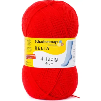 Příze Regia 4-Ply Uni 2054 Červená (Ponožková příze Regia Uni 4 Ply 2054 Red)