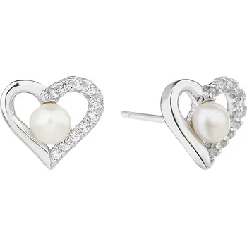 Souprava šperků Bealio BEALIO Stříbrné náušnice SRDÍČKO s říční perlou 03-07577-1868