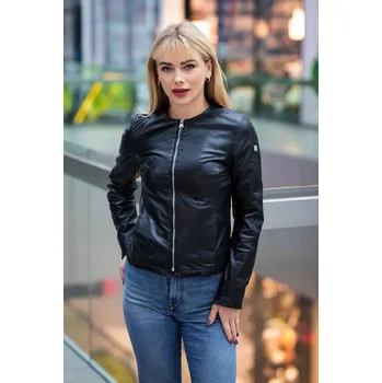 Dámská větrovka Luxusní černá dámská kožená bunda GWGlenny DB Velikost XS