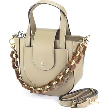 Kabelka Béžová kožená kabelka Gregorio s plastovou ručkou