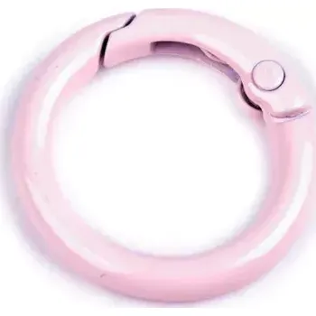 Kovová karabina kulatá - 16 mm - růžová