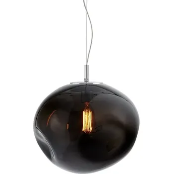 Kaspa 10423108 AVIA L - Závěsné svítidlo s nepravidelným průhledným stínidlem v grafitové barvě, 1 x E27, Ø 40cm (Závěsné svítidlo 1 x E27, se skleněným grafitovým stínidlem)