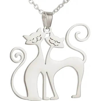 Náhrdelník B-TOP Nerezový náhrdelník s přívěskem dvou Koček