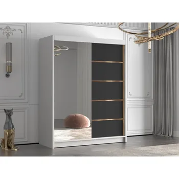 Šatní skříň Šatní skříň se zrcadlem Hazren III 150, Barva: bílá / černá MIRJAN 5903211331664