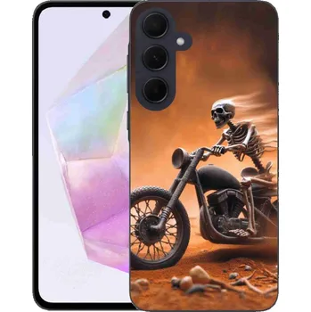 Pouzdro na mobilní telefon Gelový kryt mmCase na Samsung Galaxy A35 5G - kostra na motorce
