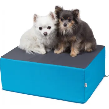 Schody a rampa pro psa Iridog Schůdek pro psa STEPPIE no.5 šedý s tyrkysem v20 x š40 x d50 cm