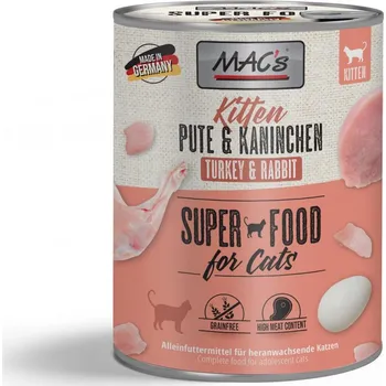 Krmivo pro kočku Konzerva Mac's Cat pro koťata Krůta & králík 400g