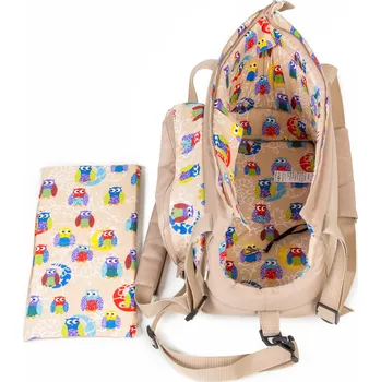Taška pro psa a kočku Iridog Taška na psa CARRIE no.2 béžová se sovičkami v22 x š18 x d34 cm
